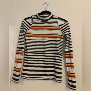 Free People Turtle Neck Striped Top